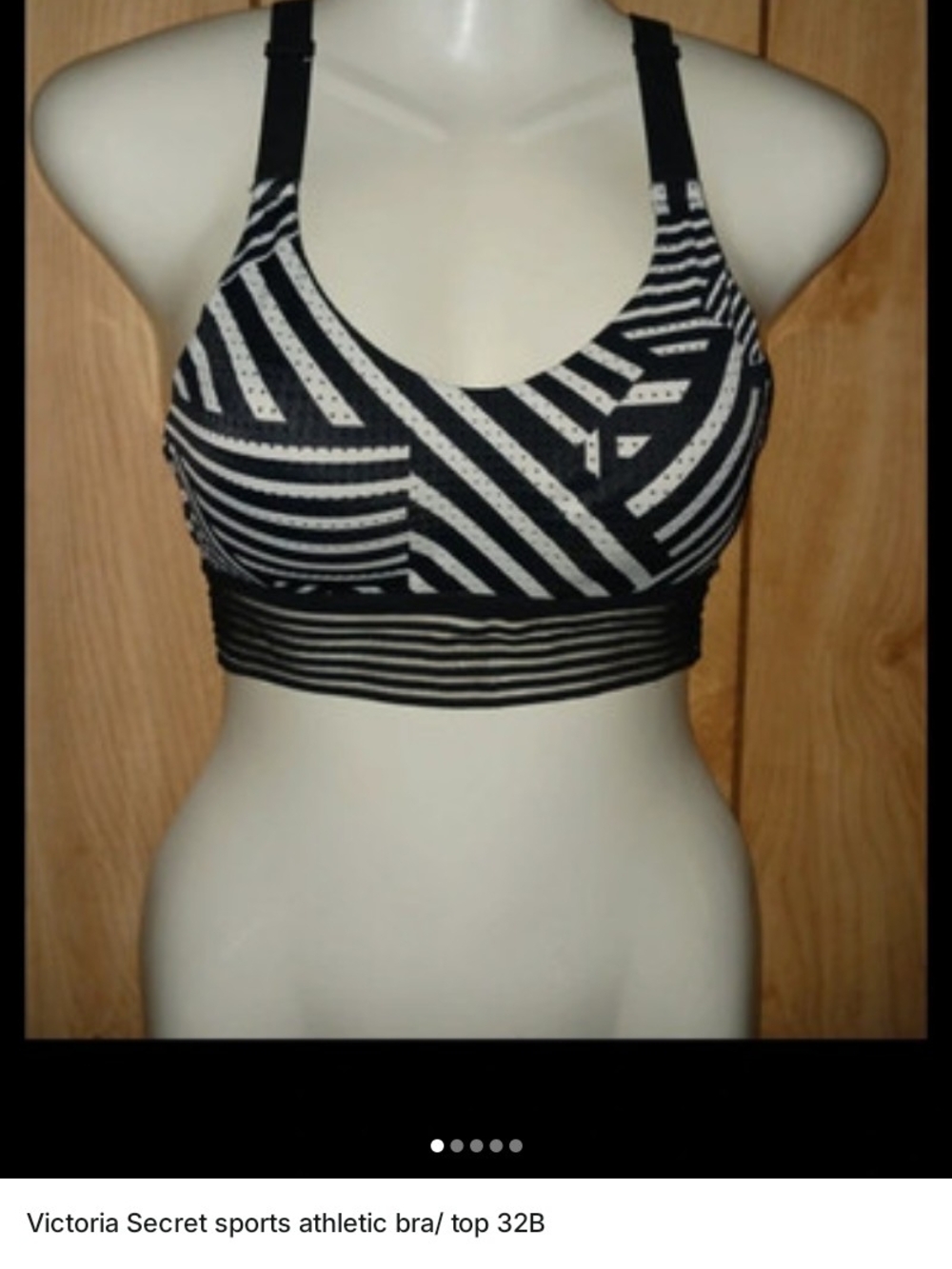 Victoria's Secret Black & White Geometric Stripe Sports Bra